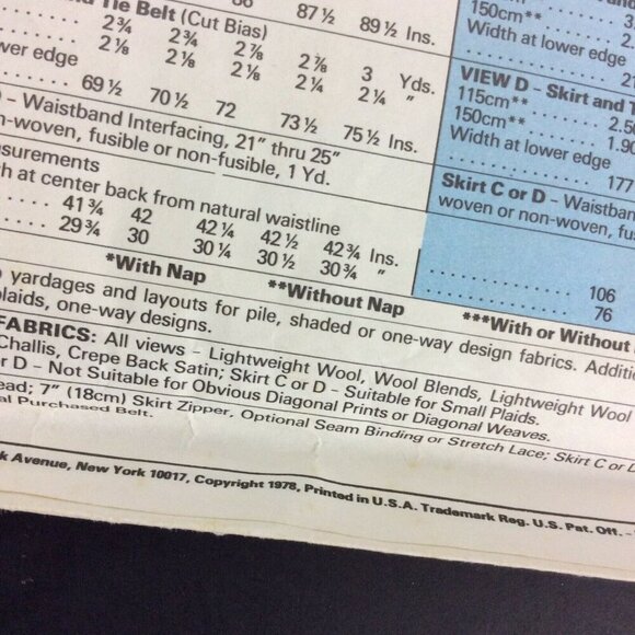 Vintage 1978 McCalls 6389 Sewing Pattern Misses Full Skirts Size 12 Uncut - Picture 4 of 4